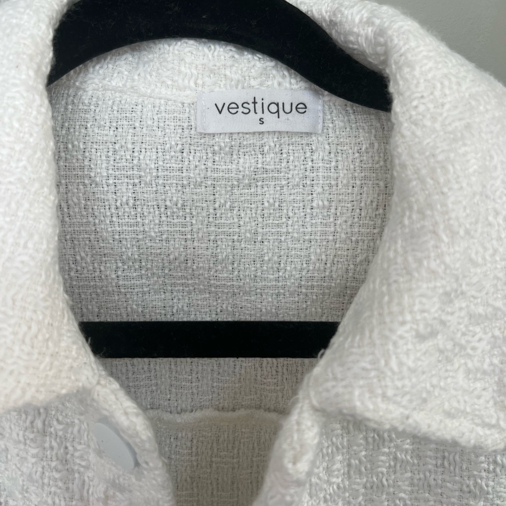 Vestique Tweed Lightweight White Shacket - Picture 7 of 8